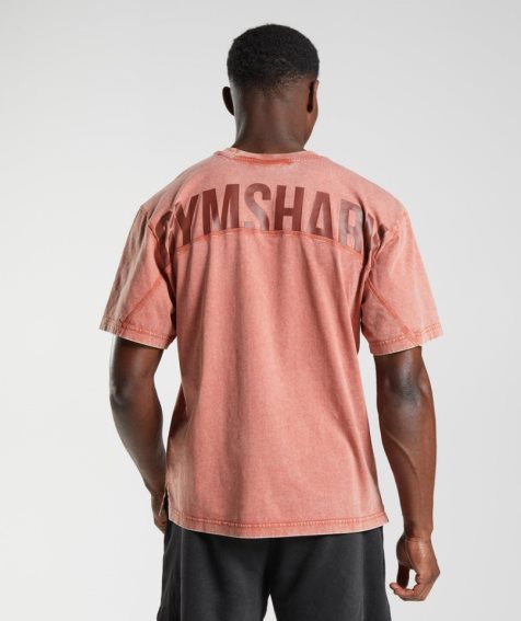 Gymshark Power Washed Férfi Póló Rózsaszín | HU-Z-597